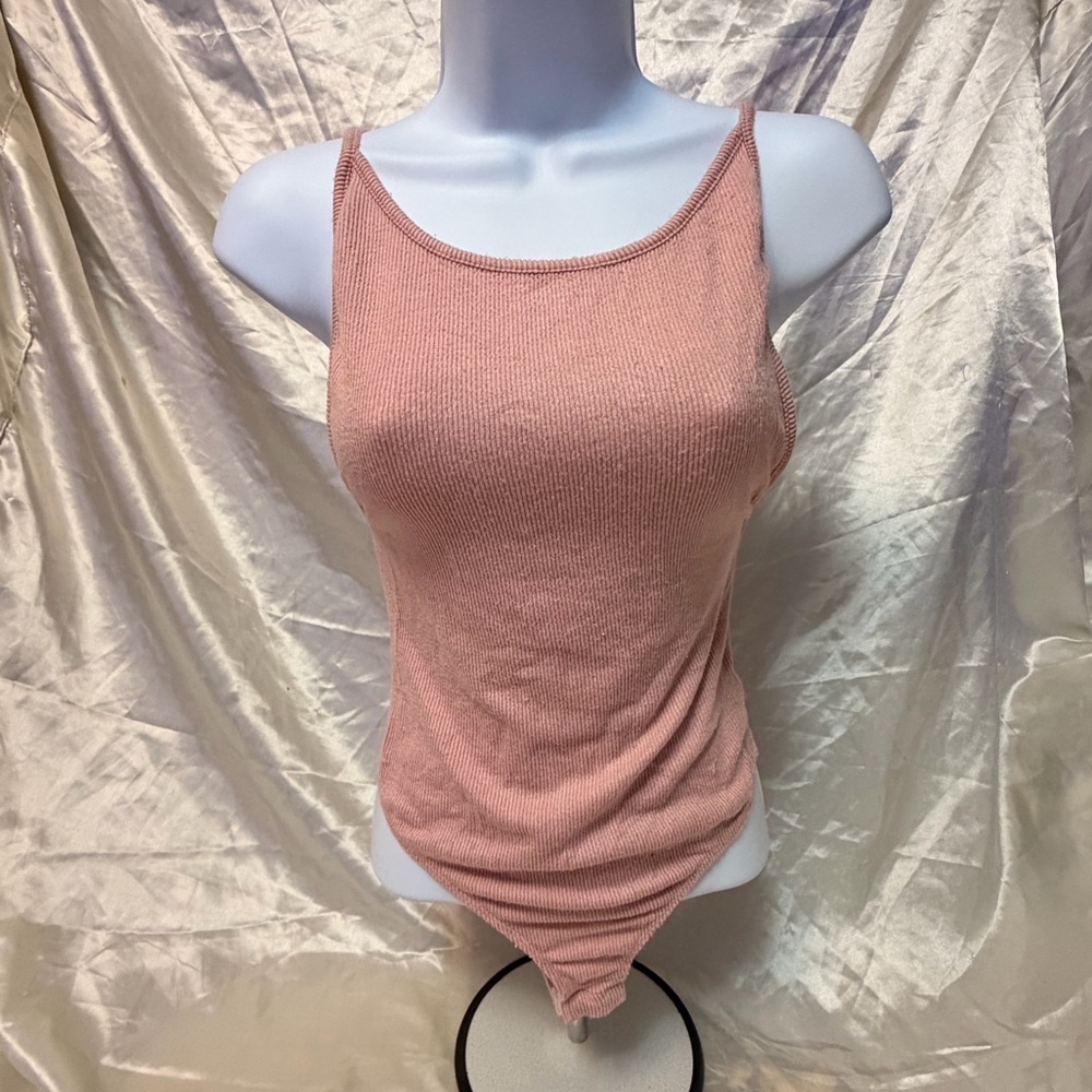 Blush Ribbed Backless Bodysuit